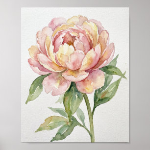 Original Watercolor Painting: "Blushing Peony Bloo Poster