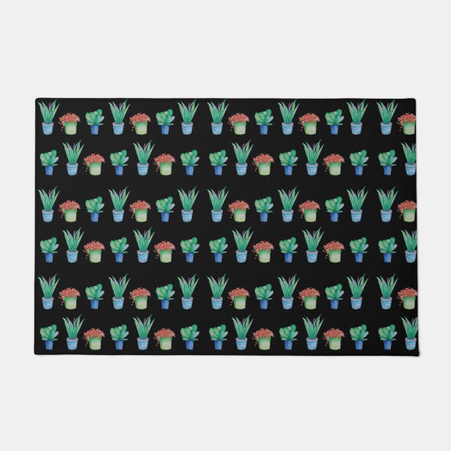 Original watercolor plant design pattern 1 doormat (Front)
