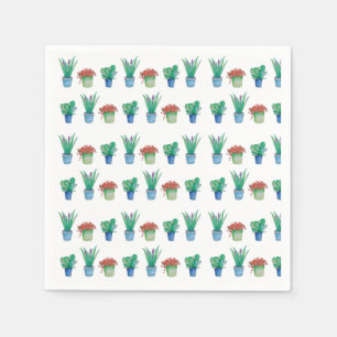 Original watercolor plant design pattern 1 napkin