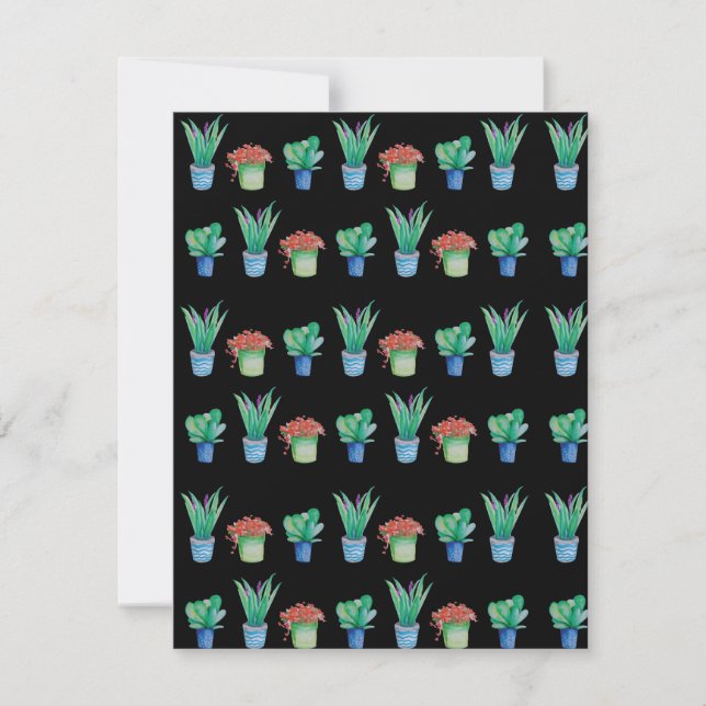 Original watercolor plant design pattern Flat Card (Front)
