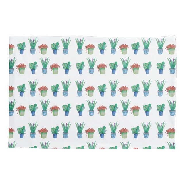 Original watercolor plant design Pillowcase (Back)