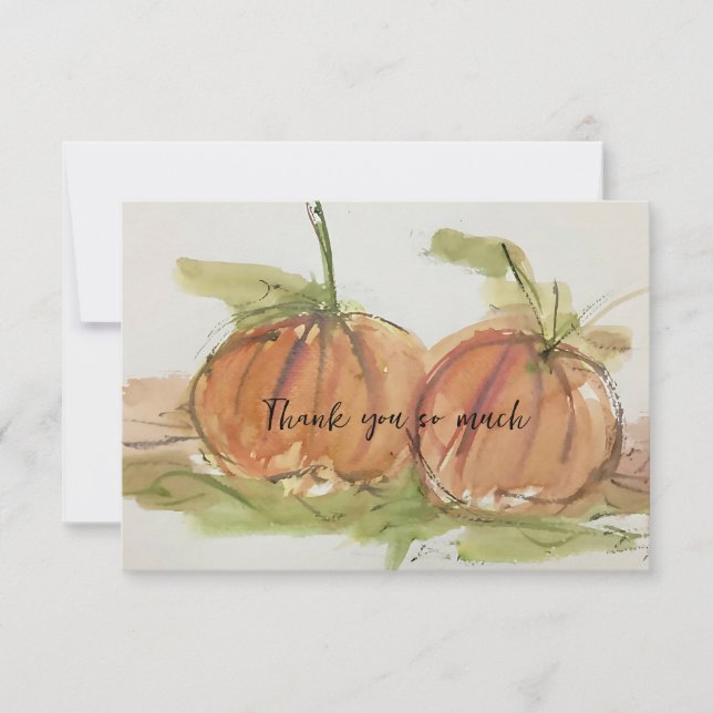 Original watercolor sketch Pumpkin Thank You Card (Front)