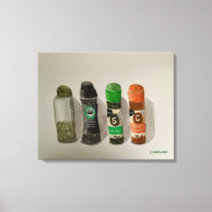 Original Watercolor Spices  Canvas Print
