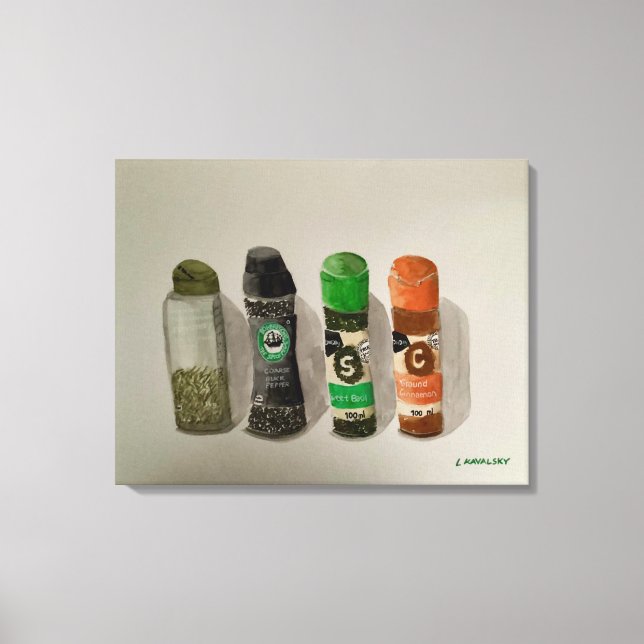 Original Watercolor Spices  Canvas Print (Front)