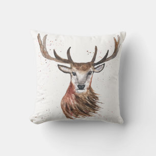 Original Watercolor Stag Deer Woodlands Animals Th Cushion