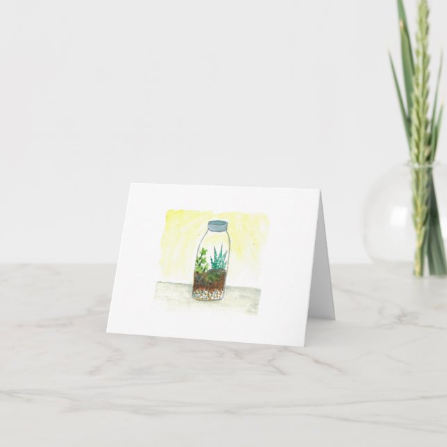 Original Watercolor- Terrarium Jar Greeting Card (Front)