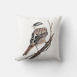 Original Watercolor White Crowned Sparrow Bird Cushion
