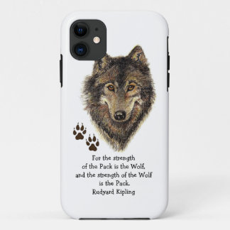 Original Watercolor Wolf, Tracks Family Strength iPhone 11 Case