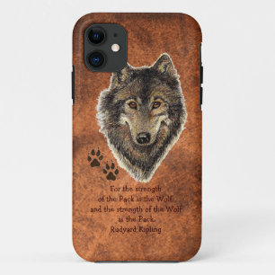 Original Watercolor Wolf, Tracks Family Strength iPhone 11 Case