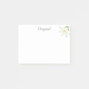 Original White Amaryllis Flower on White Post-it Notes