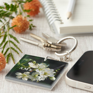 Original White Plum Blossom Art Acrylic Keychain