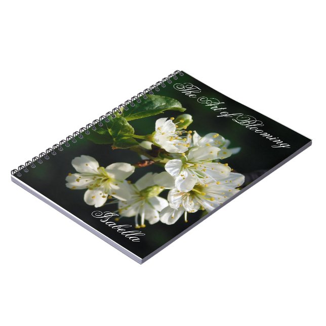 Original White Plum Blossom Art Spiral Notebook (Left Side)