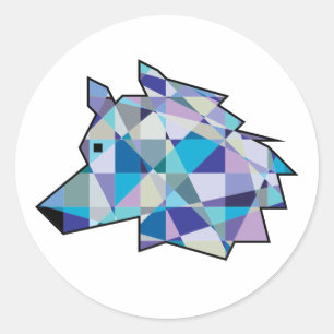 Original Wolf Head graphic art   Profile Wolf face Classic Round Sticker