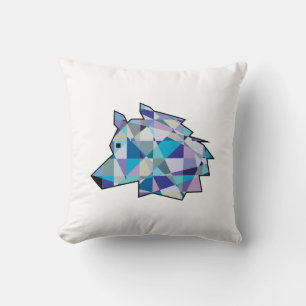 Original Wolf Head graphic art Profile Wolf face Cushion
