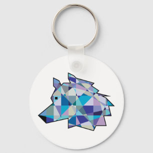 Original Wolf Head graphic art   Profile Wolf face Key Ring