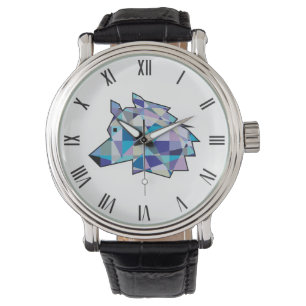 Original Wolf Head graphic art   Profile Wolf face Watch
