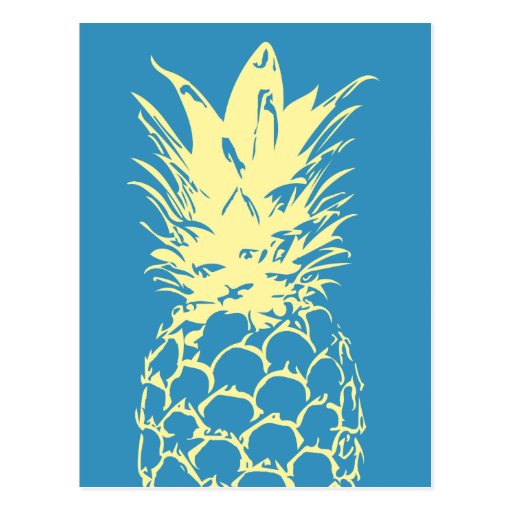 Original Yellow Pineapple blue Design Postcard