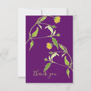 Original yellow wildflower watercolor thank you card