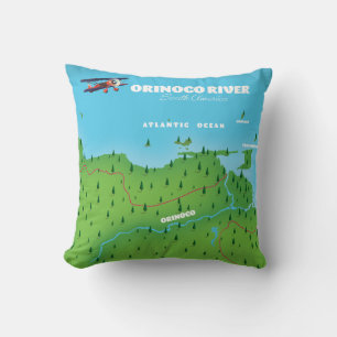 Orinoco River South American Map Cushion