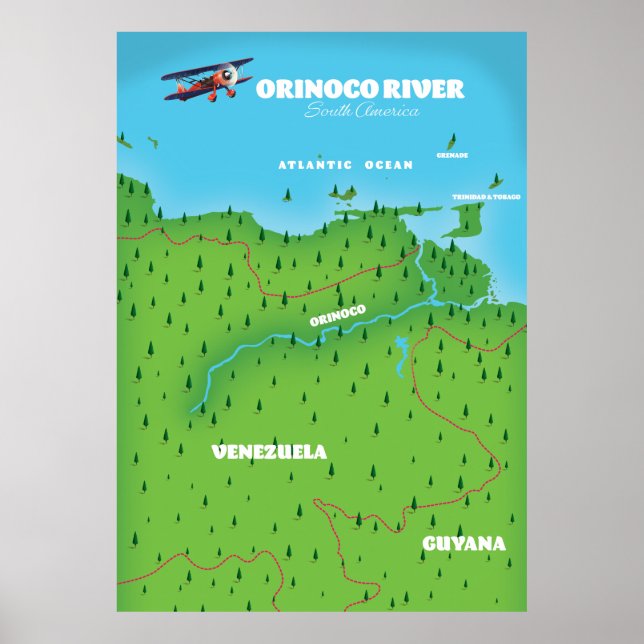 Orinoco River South American Map Poster (Front)