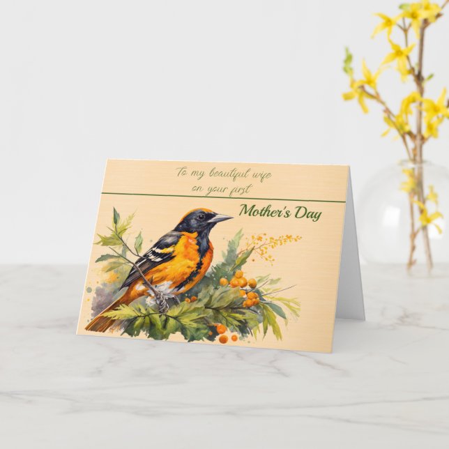 Oriole Love From Husband to Wife on Mother's Day Card (Yellow Flower)