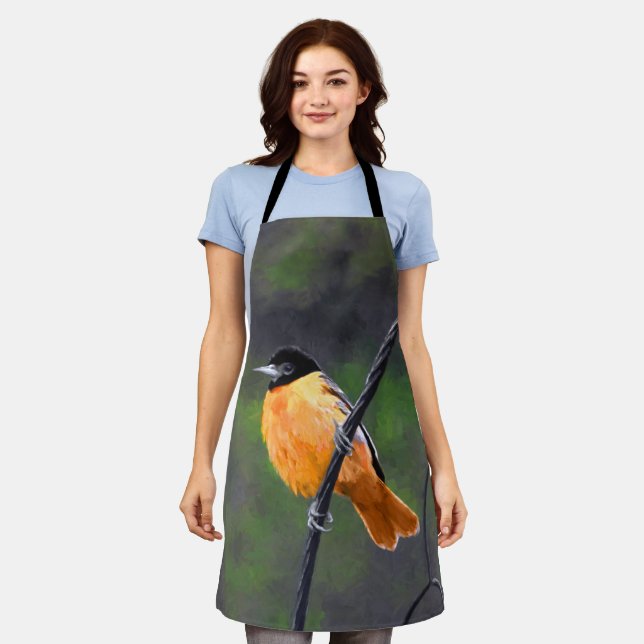 Oriole Painting - Original Bird Art Apron (Worn)