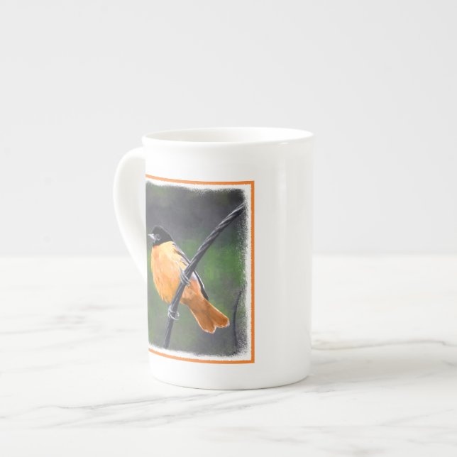 Oriole Painting - Original Bird Art Bone China Mug (Front Left)