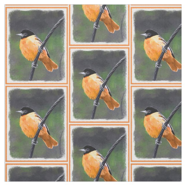Oriole Painting - Original Bird Art Fabric (Swatch)