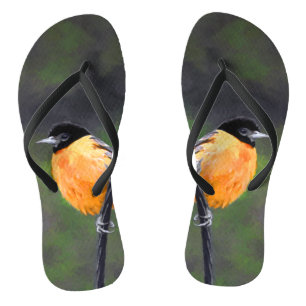 Oriole Painting - Original Bird Art Flip Flops