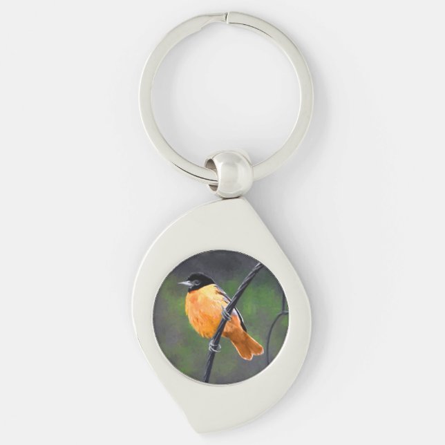 Oriole Painting - Original Bird Art Key Ring (Front)