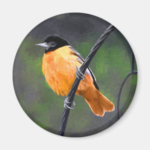 Oriole Painting - Original Bird Art Magnet