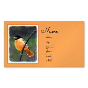 Oriole Painting - Original Bird Art Magnetic Business Card