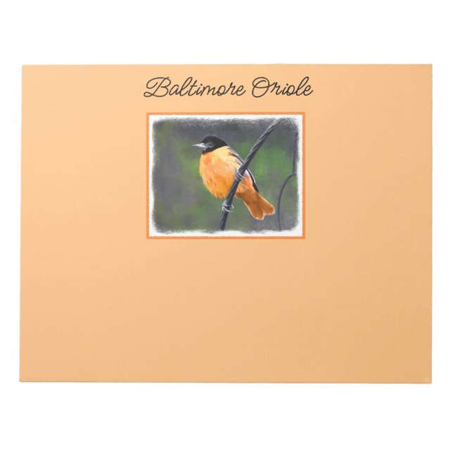 Oriole Painting - Original Bird Art Notepad (Front)