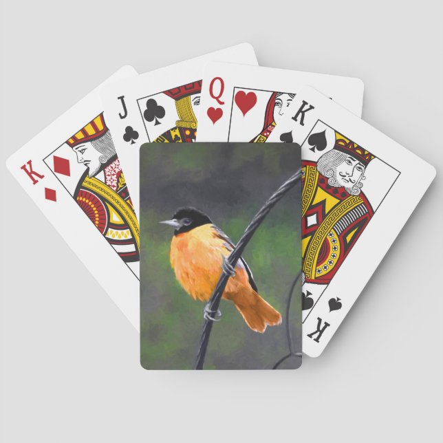 Oriole Painting - Original Bird Art Playing Cards (Back)