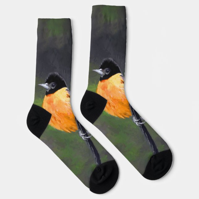 Oriole Painting - Original Bird Art Socks (Right)