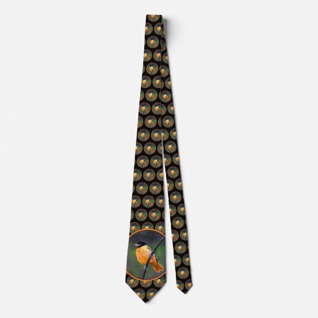 Oriole Painting - Original Bird Art Tie (Front)