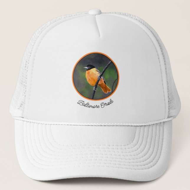 Oriole Painting - Original Bird Art Trucker Hat (Front)