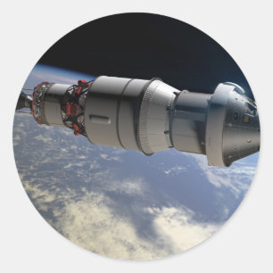 Orion capsule and Delta IV upper-stage in orbit Classic Round Sticker