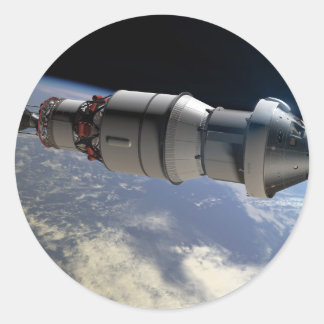 Orion capsule and Delta IV upper-stage in orbit Classic Round Sticker