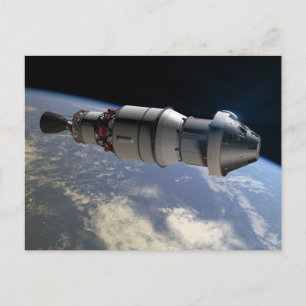 Orion capsule and Delta IV upper-stage in orbit Postcard