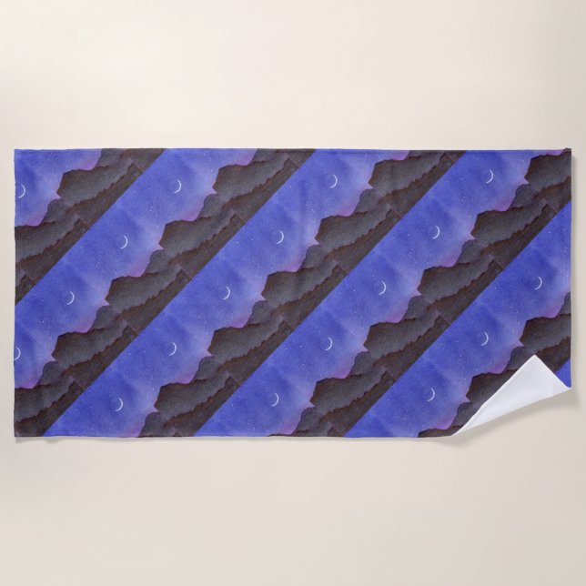 Orion & Crescent Moon Mountains Beach Towel (Front)
