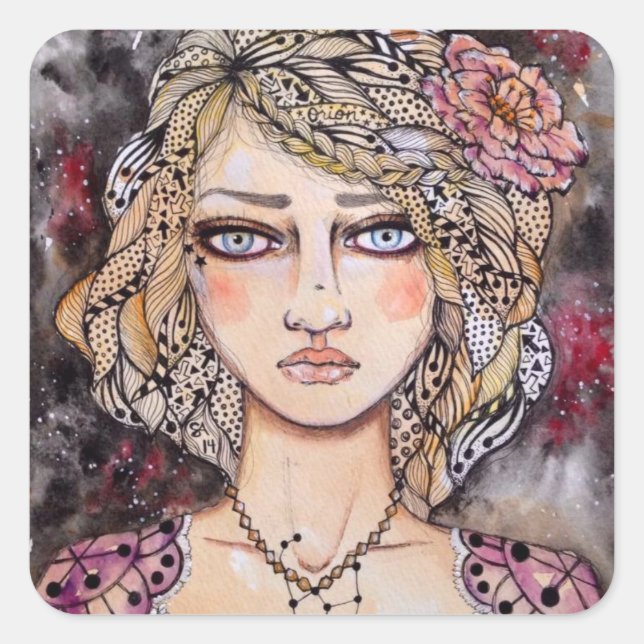 Orion Girl Square Sticker (Front)