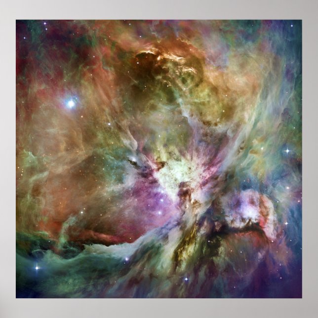 Orion Nebula Composition from Hubble and Spitzer Poster (Front)