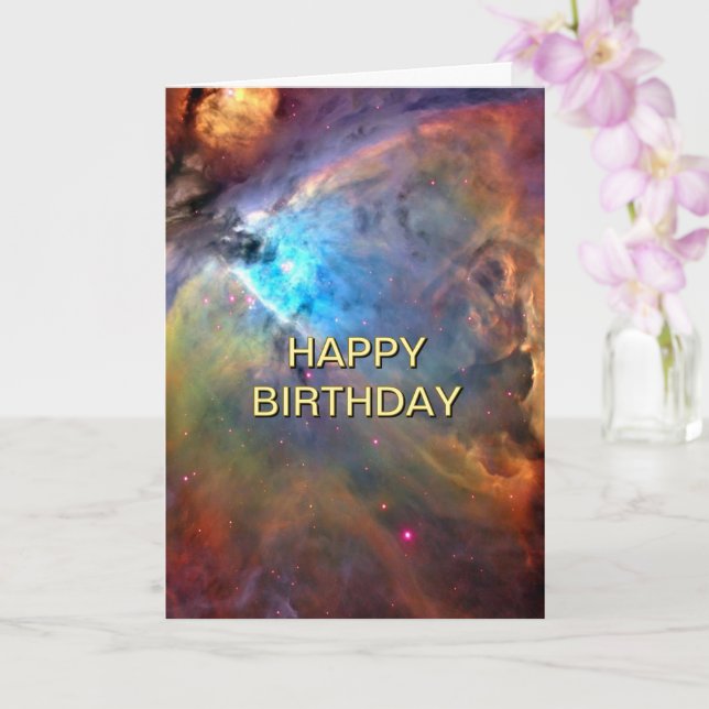 Orion Nebula Out of This World Space Birthday 5x7 Card (Orchid)
