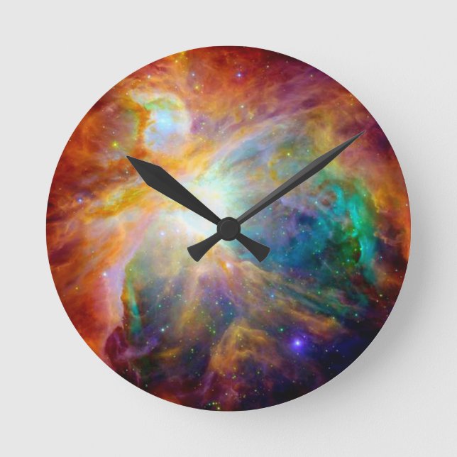 Orion Nebula Rainbow Galaxy Round Clock (Front)