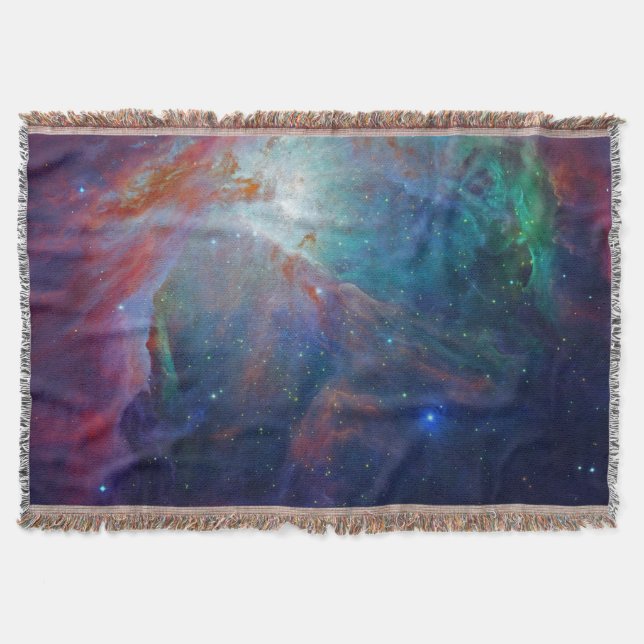 Orion Nebula shimmering blue NASA Throw Blanket (Front)