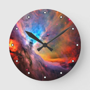 Orion Nebula Space Galaxy high contrast Dots Round Clock