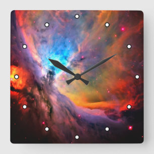 Orion Nebula Space Galaxy high contrast Dots Square Wall Clock