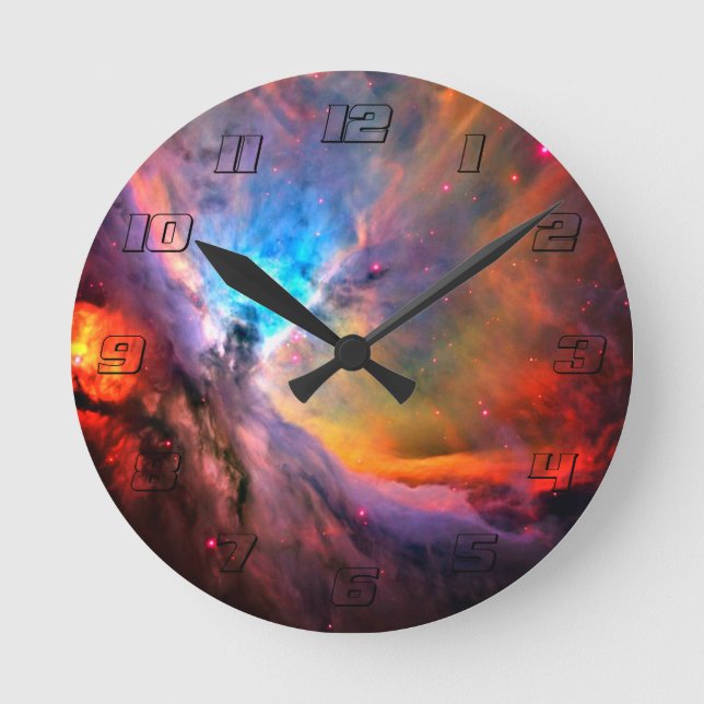 Orion Nebula Space Galaxy high contrast Round Clock (Front)
