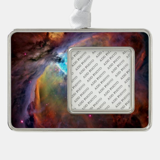 Orion Nebula Space Galaxy Silver Plated Framed Ornament (Front)